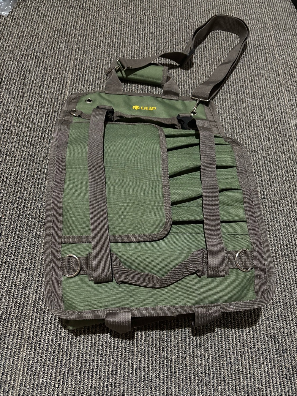 Olive Green Men's Messenger Bag with Multiple Tool Pockets